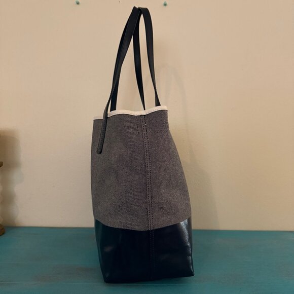 Kate Spade New York Navy Canvas Leather Tote Bag With Double Handles - Picture 4 of 8